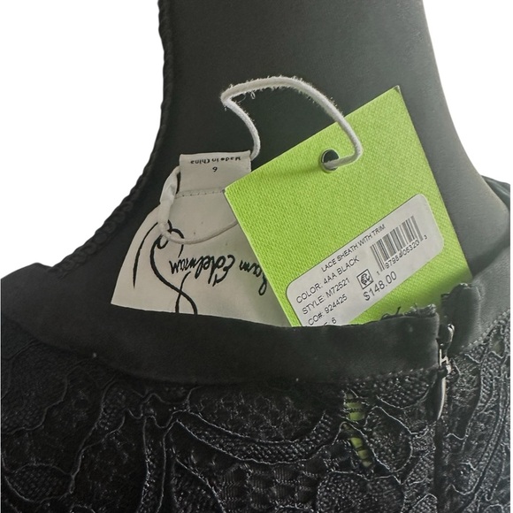 NWT Sam Edelman Black Lace Midi Dress with Accent Waist Size 6 - Picture 4 of 9